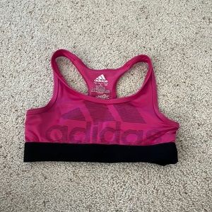 Girls pink adidas sports Bra. Size: (7/8).